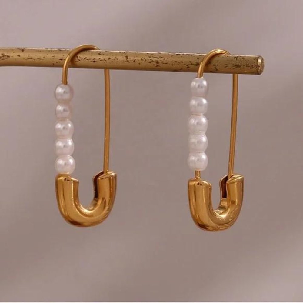 New 18K Gold Pearl Minimalist Earrings, NICE EARRINGS, CUTE EARRINGS